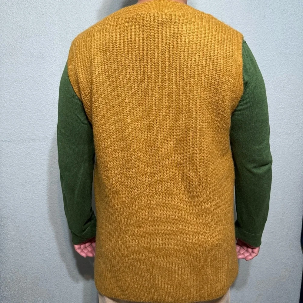 Halogen Men Brown V-Neck‎ Sleeveless Vest Sweater Size 1 / XL